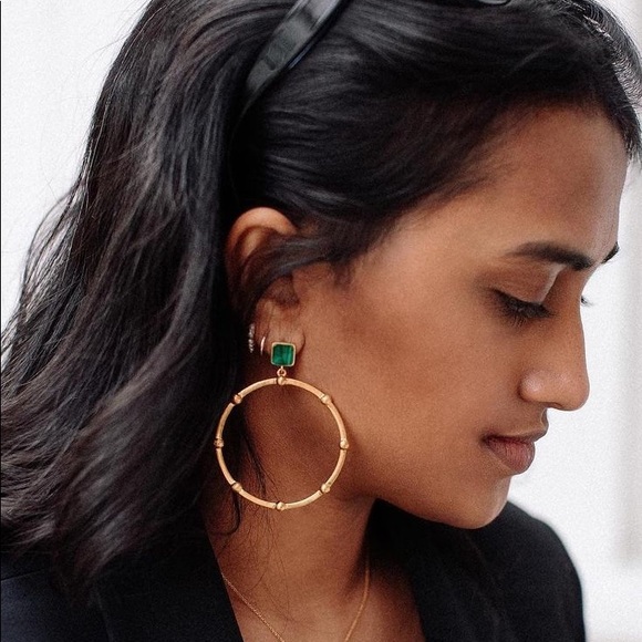 MISSOMA Jewelry - Missoma Malachite hoop earrings